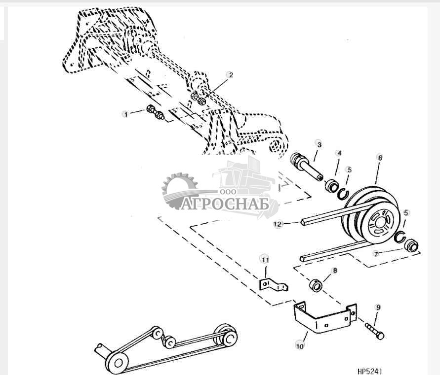 UPPER DRIVE SHAFT, SHEAVE AND MOUNTINGS (FIXED SPEED WITH REVERSER) 